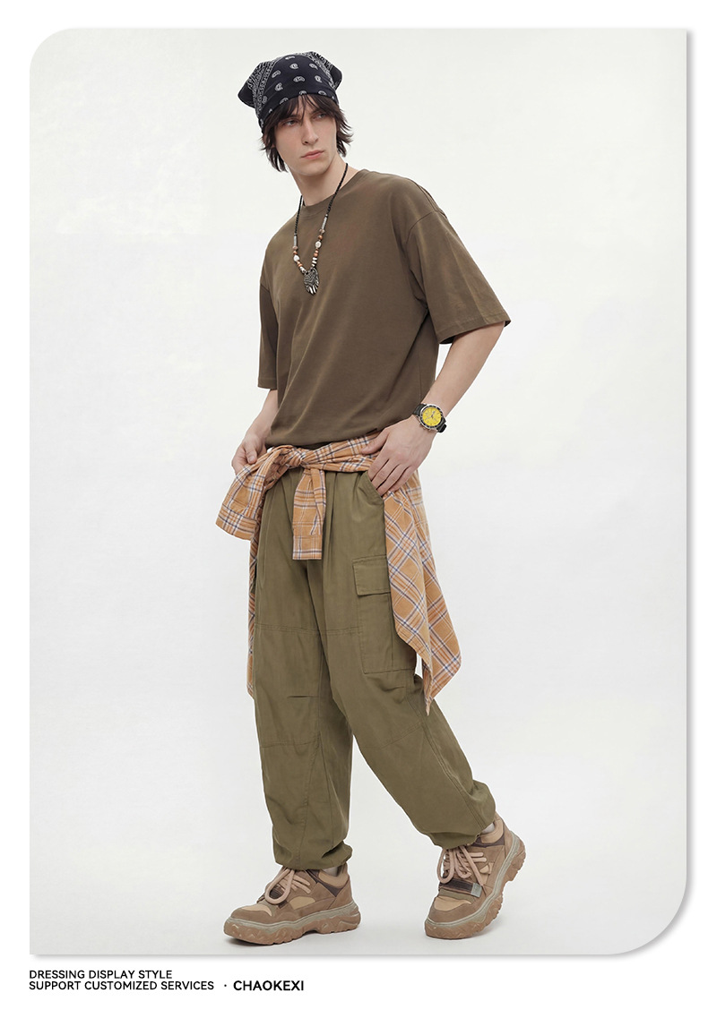 CKX Spring/Summer 2026 New 230G double-yarn pure cotton European and American trendy brand cool solid color loose large-sized short-sleeved T-shirt for men pic 25