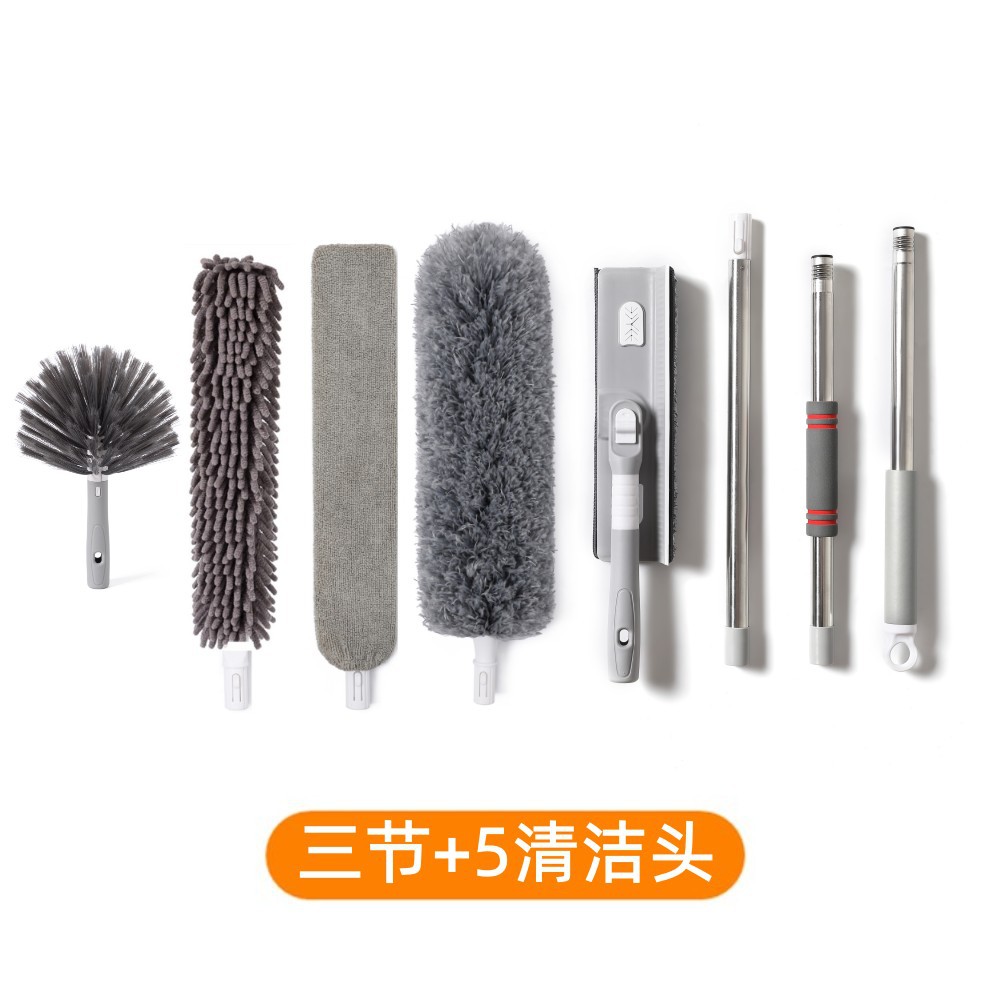 跨境新品拼接加长杆鸡毛掸子静电除尘打扫灰尘蜘蛛网缝隙清洁套装详情3