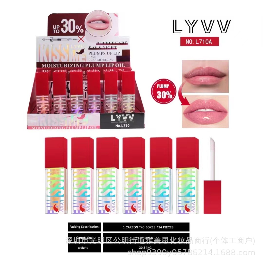 Cross-border exclusive LYVV thermochromic pearlescent lip gloss, long-lasting moisture, no color fading, no staining on the rim of the glass, wholesale of water lip gloss pic 1