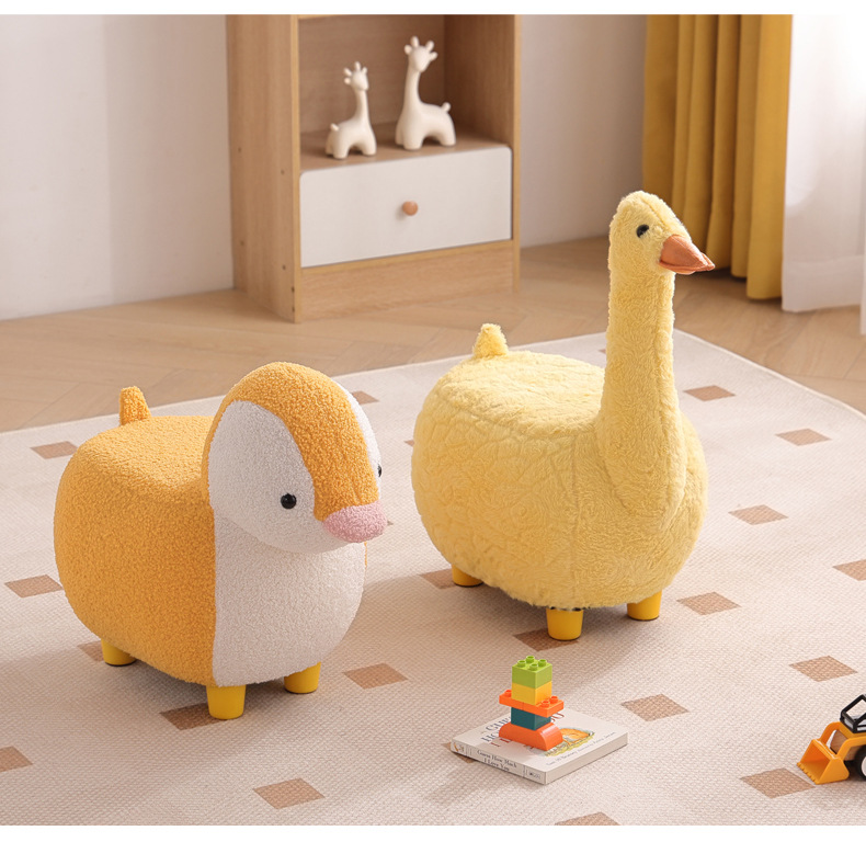 儿童卡通动物凳子网红大白鹅座椅门口换鞋凳鸭子带滑轮客厅小凳子详情18