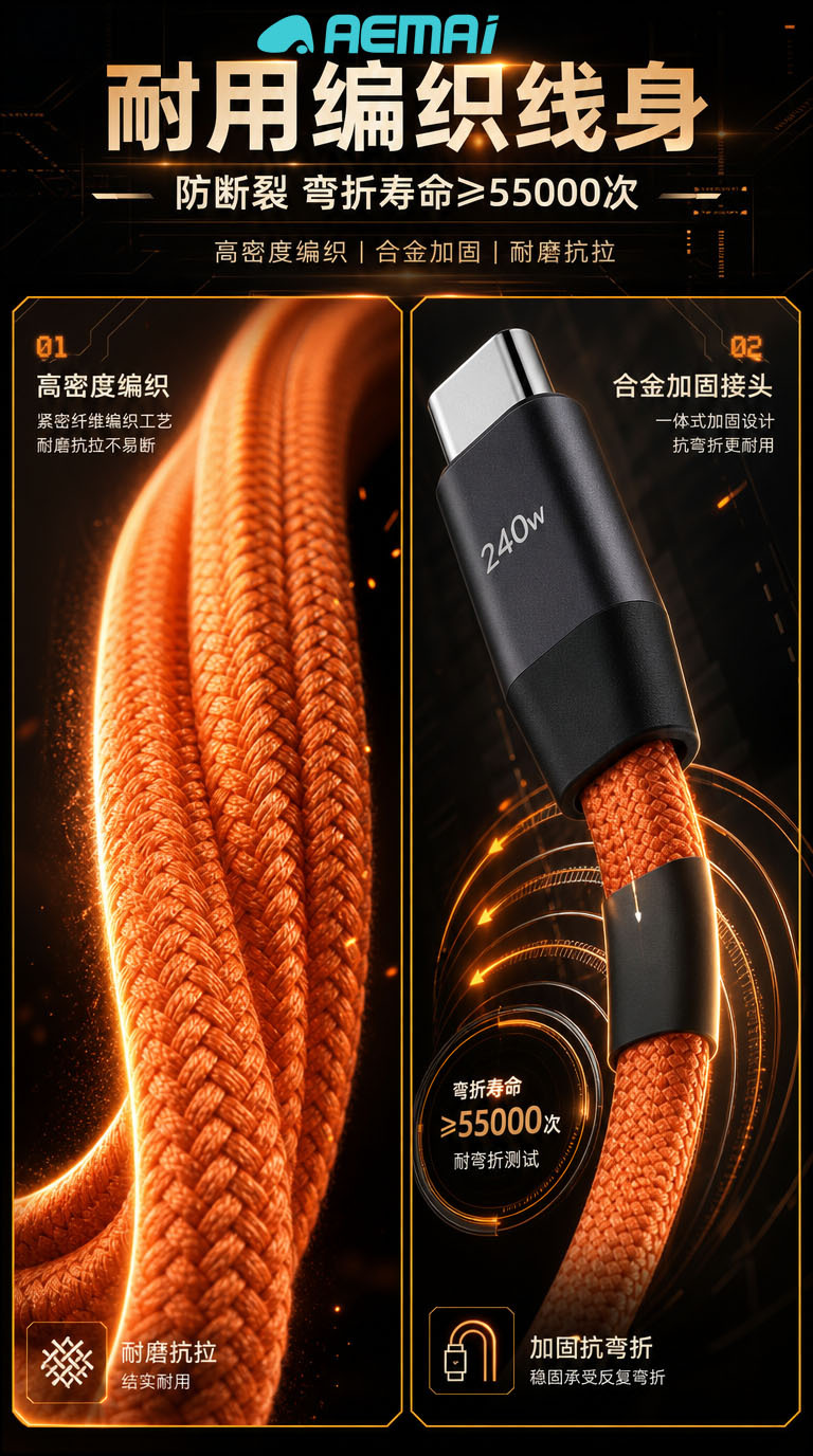 AEMAI любит безумный TYPE-C-кабель, андроид 240W, подставка для телефона, быстро заряжающего яблоко pic 9