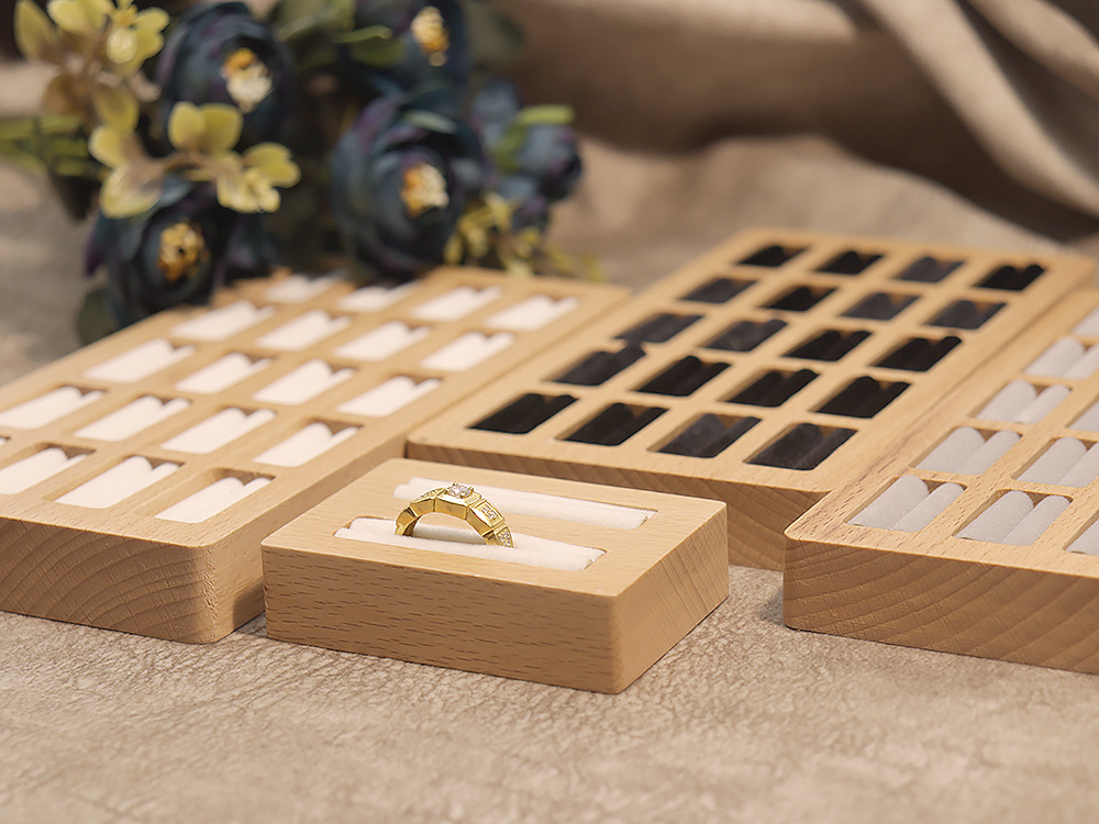 二十位戒指首饰展示托盘实木多卡位钻戒收纳无盖饰品包装礼盒多色详情15