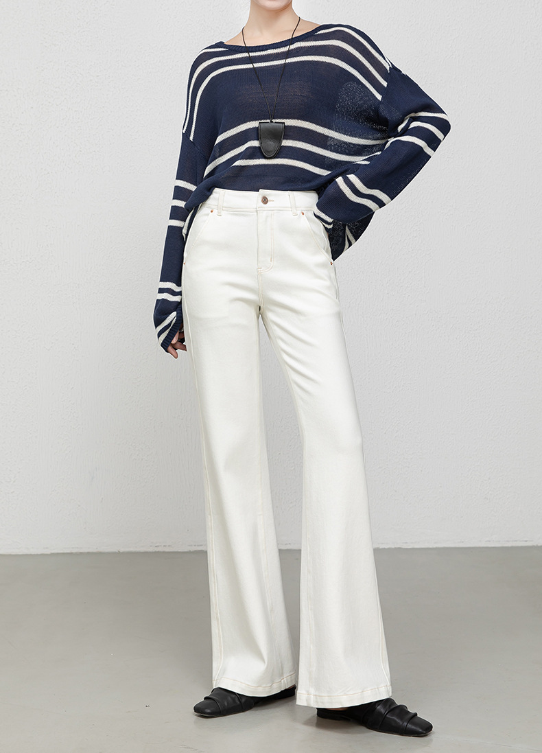 花千瓣高腰微喇牛仔裤女2025秋季新款四面弹宽松显瘦筒喇长裤8197详情17