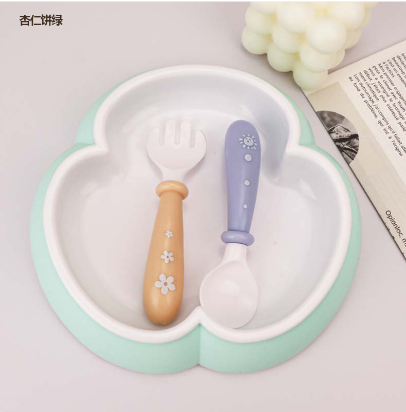 厂家直销宝宝餐盘软胶吸盘一体式自主进食防摔花瓣餐具辅食婴儿用详情9