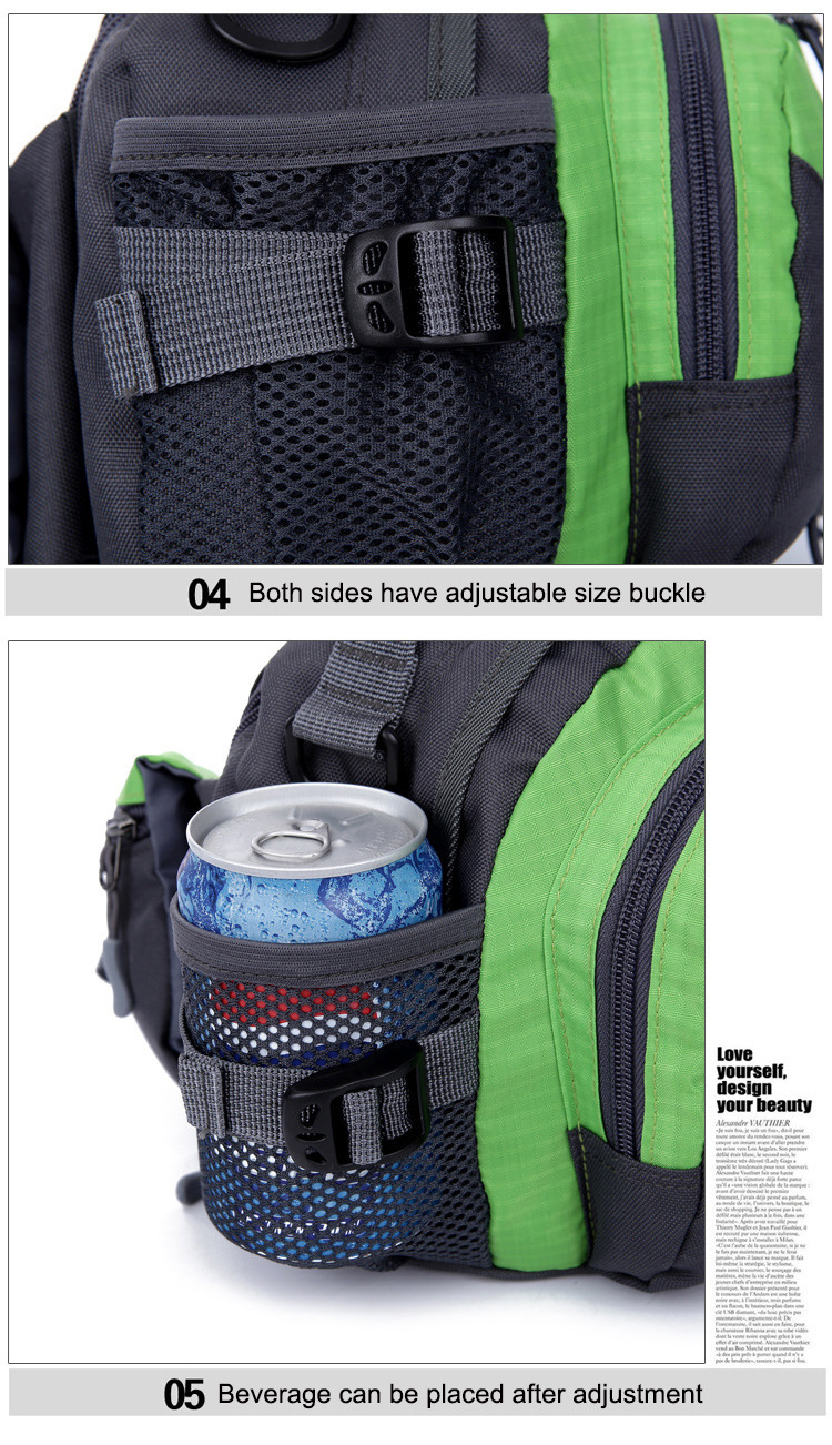 The manufacturer sells Korean-style outdoor hiking waist bags, casual handbags, and single-shoulder travel waist bags with reflective strap designs pic 29