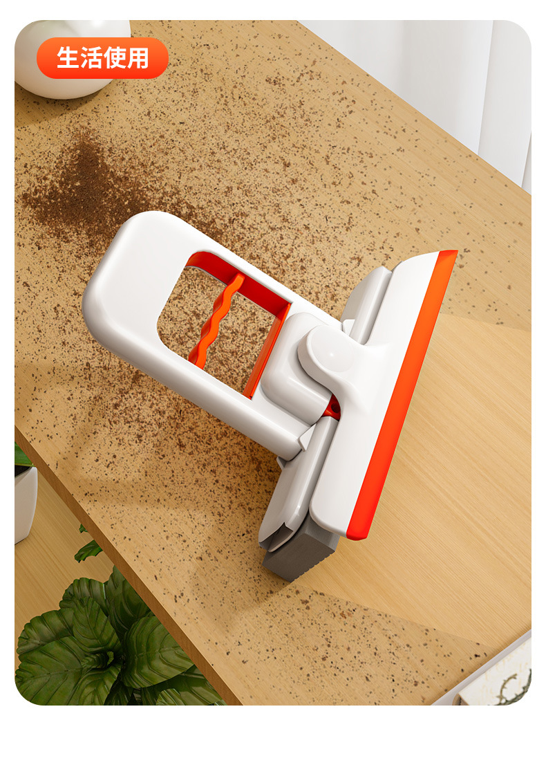 This desktop lazy mop comes with a built-in water-scraping, hand-held, water-absorbing sponge, and is a foldable rubber cotton mop for the bathroom pic 17