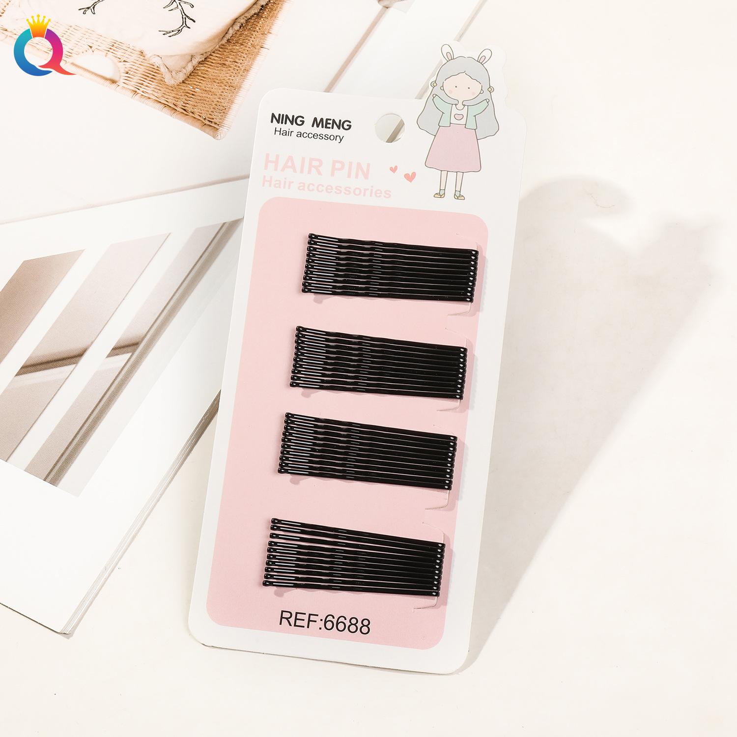 Wholesale of Qiyue Classic black straight clips, durable lacquered hair clips, braided hair clips, broken hair bangs clips and side clips pic 81