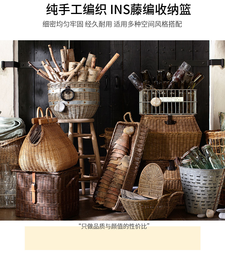 Hand-held basket, wicker and willow weaving, creative hand-woven small, rural picking, home storage and decoration basket, picking basket pic 5
