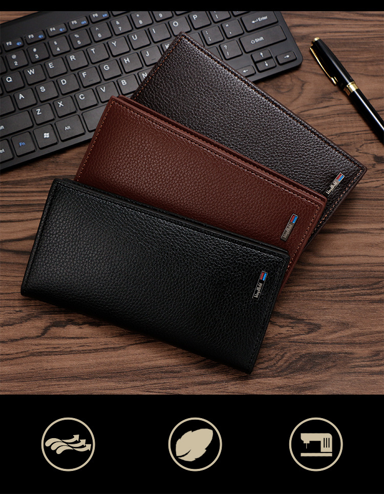 新款男士长款钱包韩版简约荔枝纹时尚钱夹多卡位钱夹批发一件代发详情2