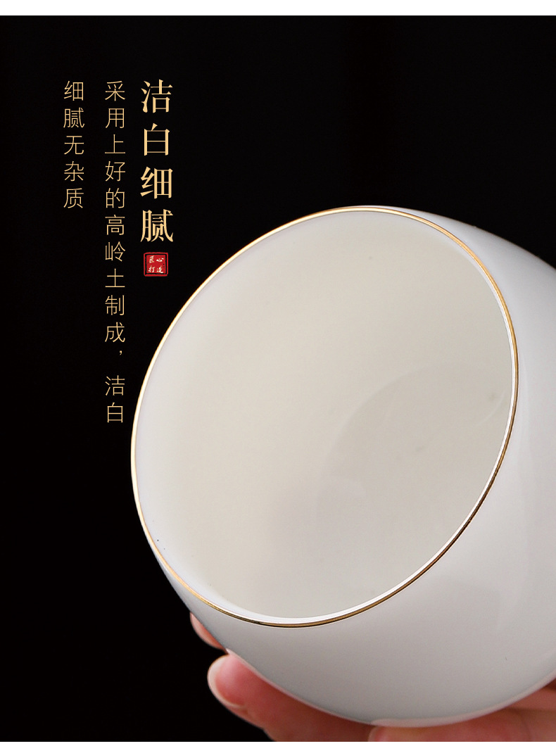 陶瓷主人杯单杯羊脂玉白瓷茶具品茗杯家用茶杯百家姓刻字logo礼品详情12