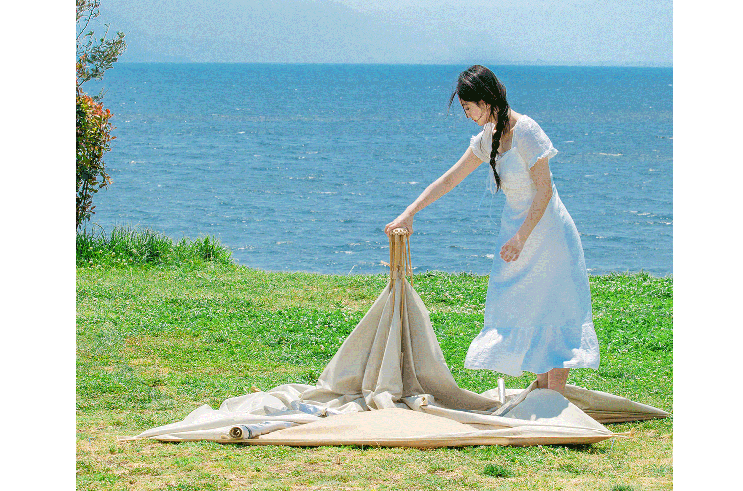 Outdoor inflatable tent for 3-person family camping, waterproof, breathable and portable pic 6