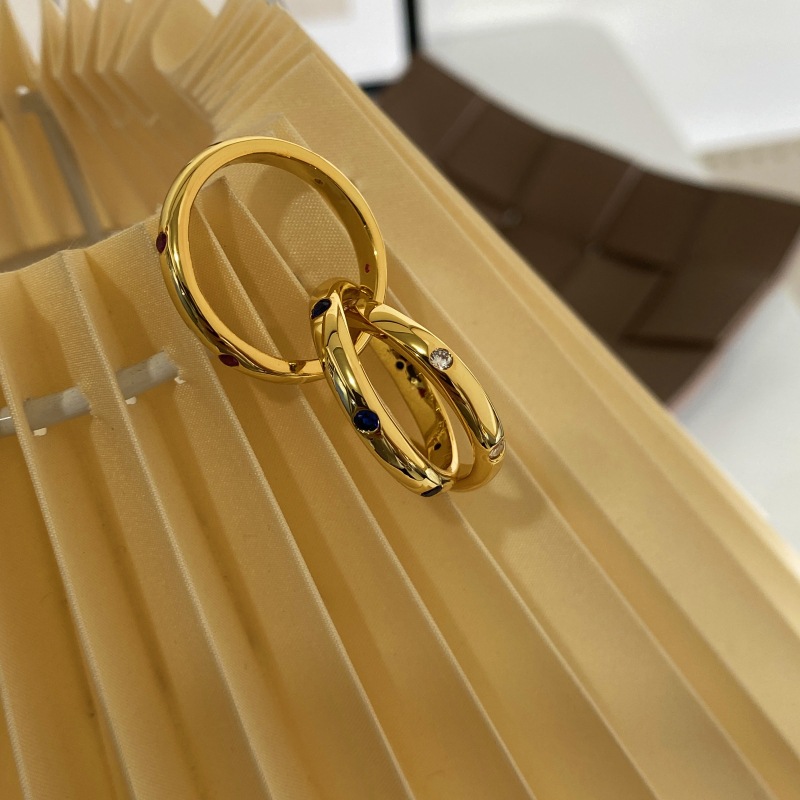 芳伶大哥同款戒指经典三环中古彩色宝石时髦气质复古套戒指环手饰详情4