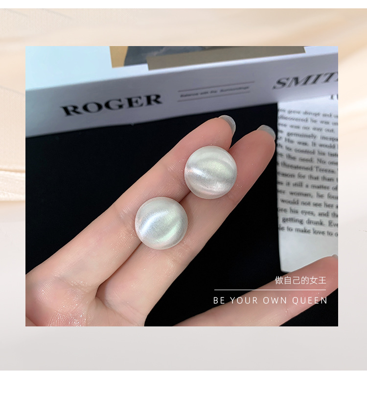 925纯银磨砂光面耳钉2023年新款潮气质名媛高级感冷淡风耳饰详情7