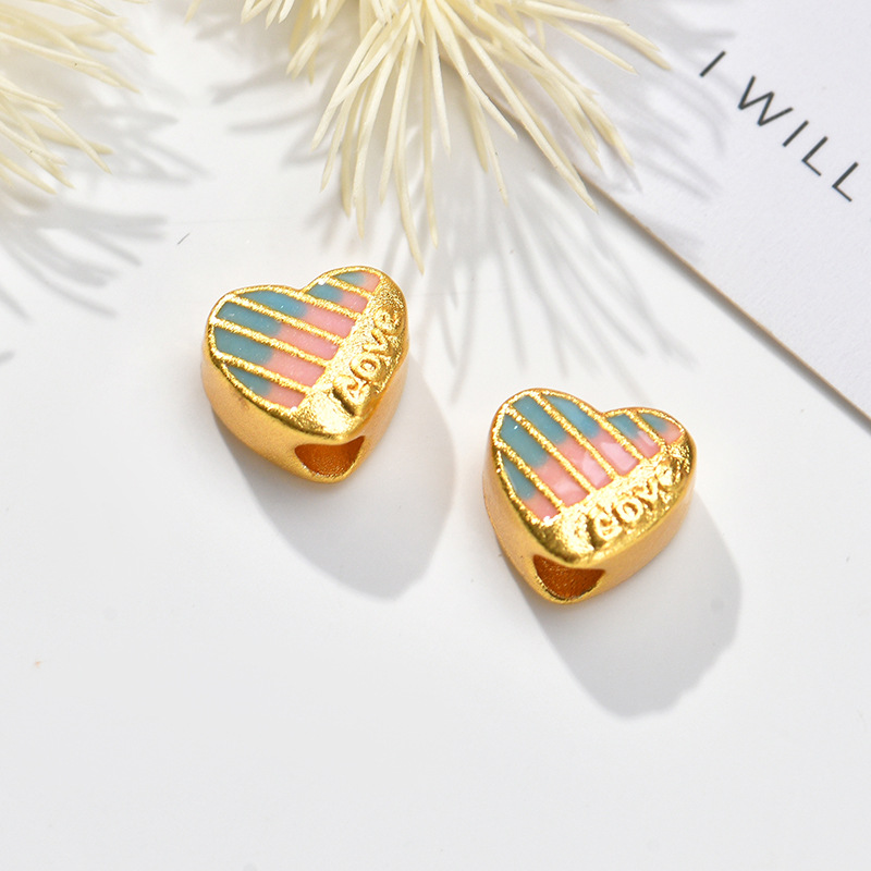 新款黄铜可爱五角星爱心小梅花猫头diy手工手链手串配件配珠批发饰品配件饰品扣详情7