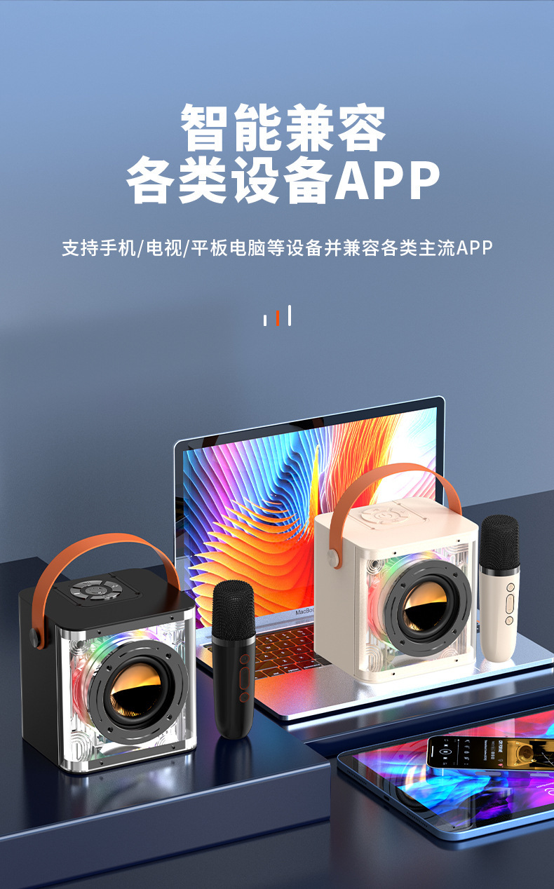 家用灯光蓝牙音响大音量高品质便携式麦克风蓝牙音箱一体广场舞手详情1