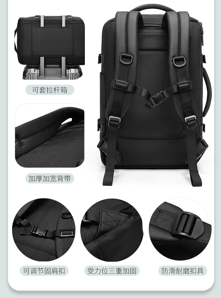 New cross-border multi-functional backpack for men, large-capacity airbag storage business backpack, Oxford fabric waterproof travel bag pic 10