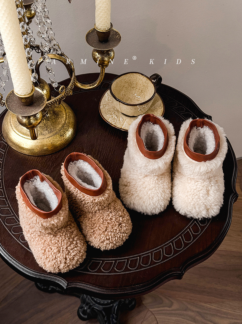 真羊毛宝宝保暖毛毛棉靴加绒加厚冬季新款男女小童雪地靴儿童短靴详情1