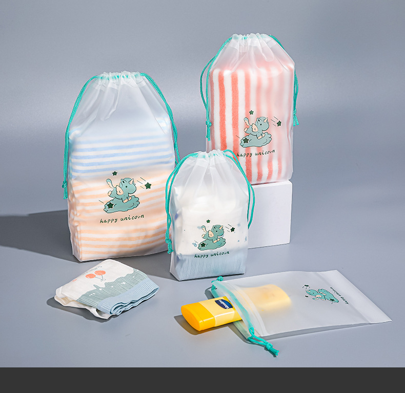 Unicorn frosted drawstring bag, towel and sock plastic packaging bag, PE thickened drawstring bag, underwear packaging drawstring bag pic 24