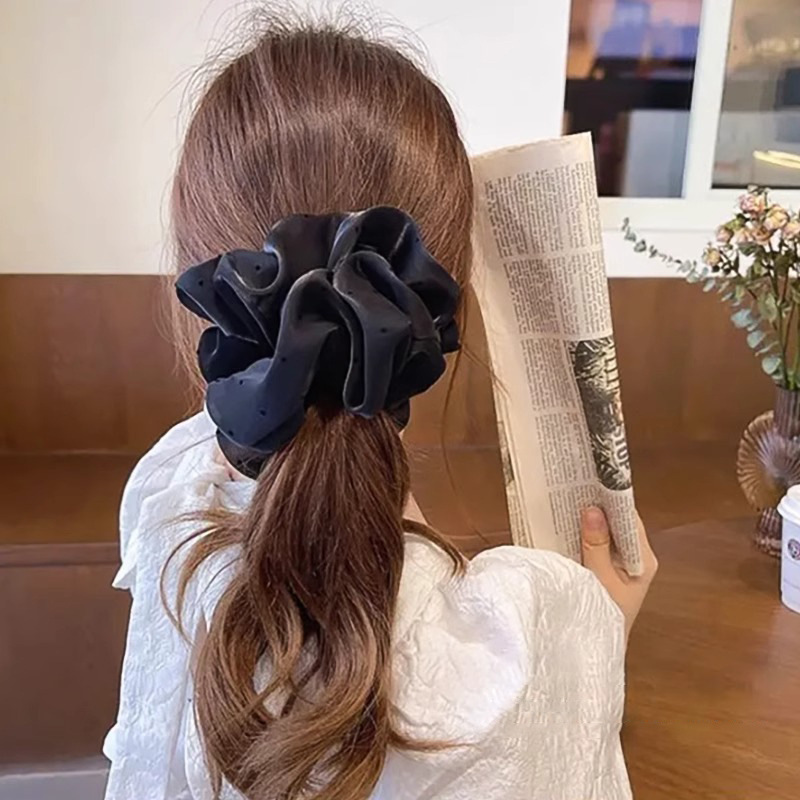 Pearlescent yarn French polka dot hair tie gradient style ponytail circle bun hair accessory new fat intestine hair accessory pic 8
