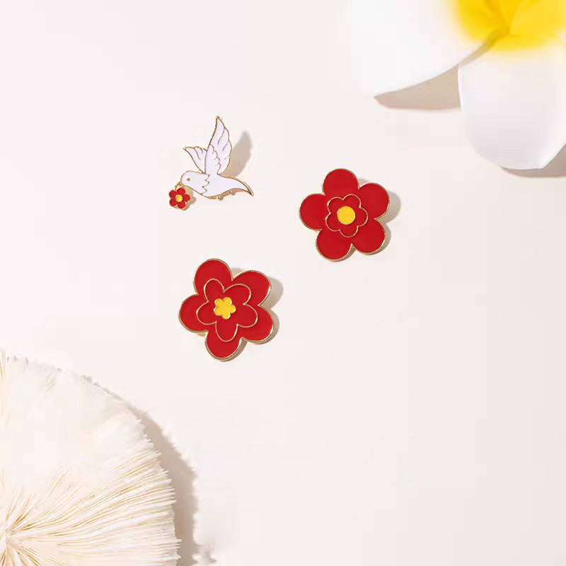 和平鸽胸针期待和平小红花女学生徽章颁奖状别针衣服围巾胸花配饰详情1