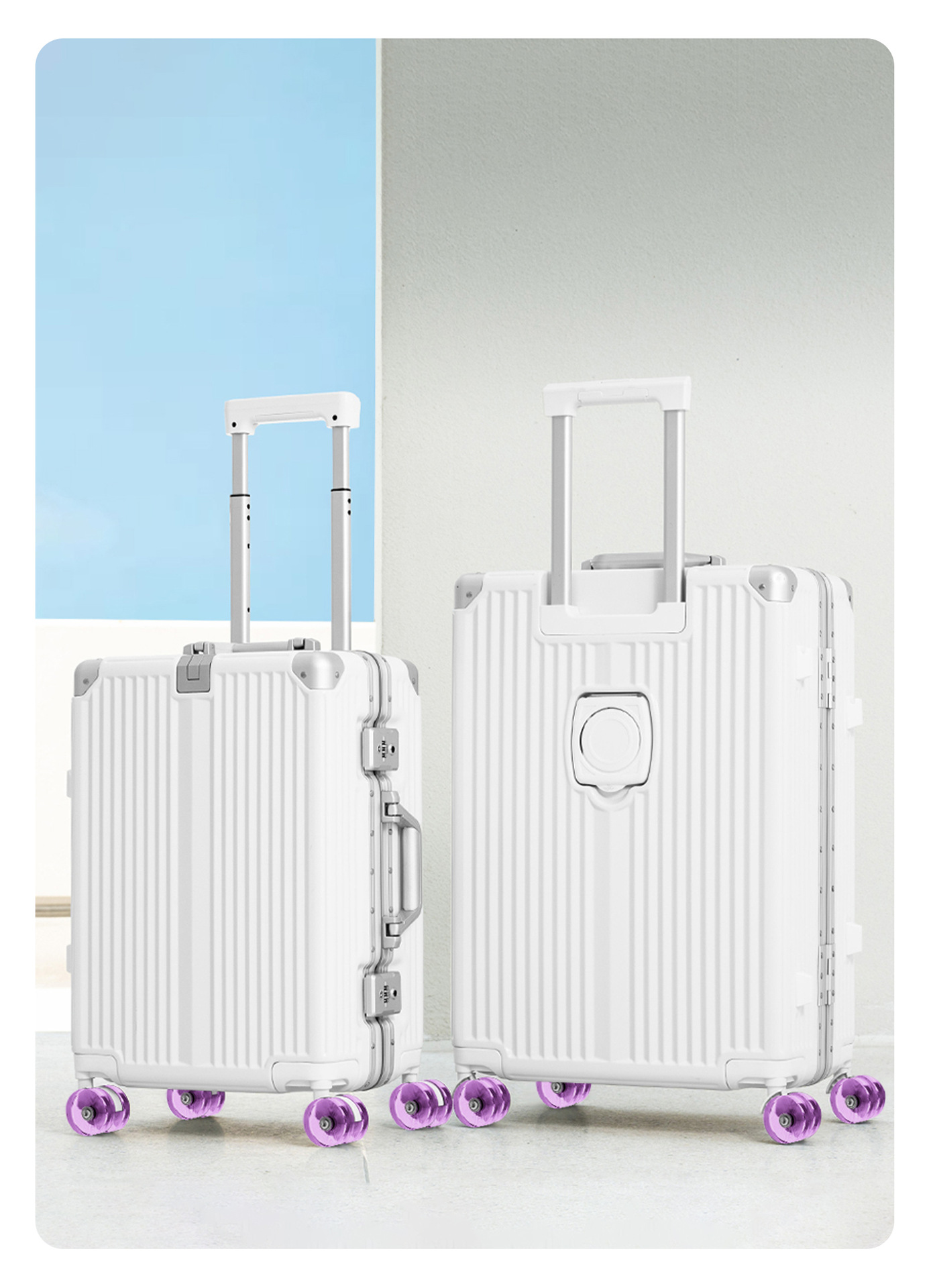 20寸铝框登机箱 24寸抗摔旅行箱 钢制轴承溜冰轮 海关锁安全保障 果冻轮静音耐用 旅行出行必备行李箱详情17
