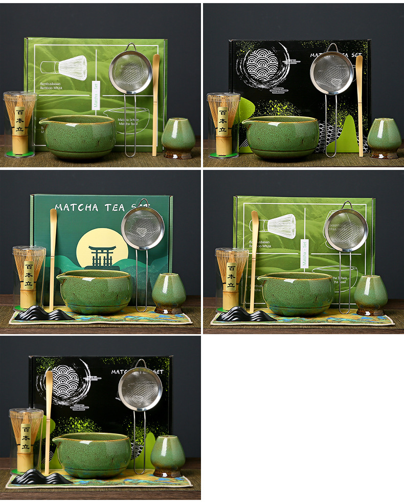 Japanese-style matcha bowl, ceramic matcha whisk set, bamboo matcha brush, Hyabonri Song Dynasty tea ceremony gift box pic 8
