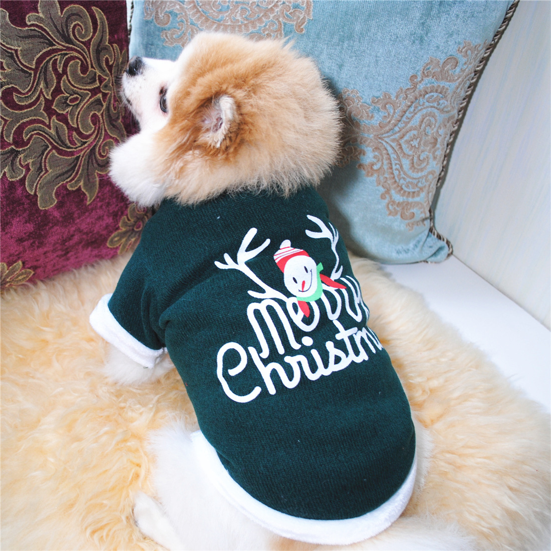 Factory direct sales of pet clothing, dog autumn and winter warm fleece, festival wear, Christmas style, snowman, elk pic 13