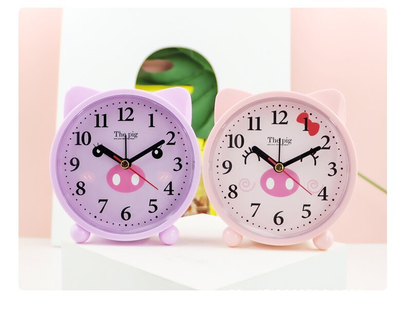 闹钟学生儿童简约时尚静音床头卧室起床钟表可爱卡通座钟书桌礼品详情10