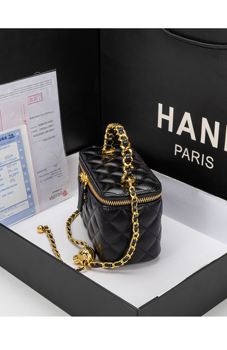 小香风盒子包包女士手提包2024新款时尚菱格链条包百搭单肩斜挎包详情17