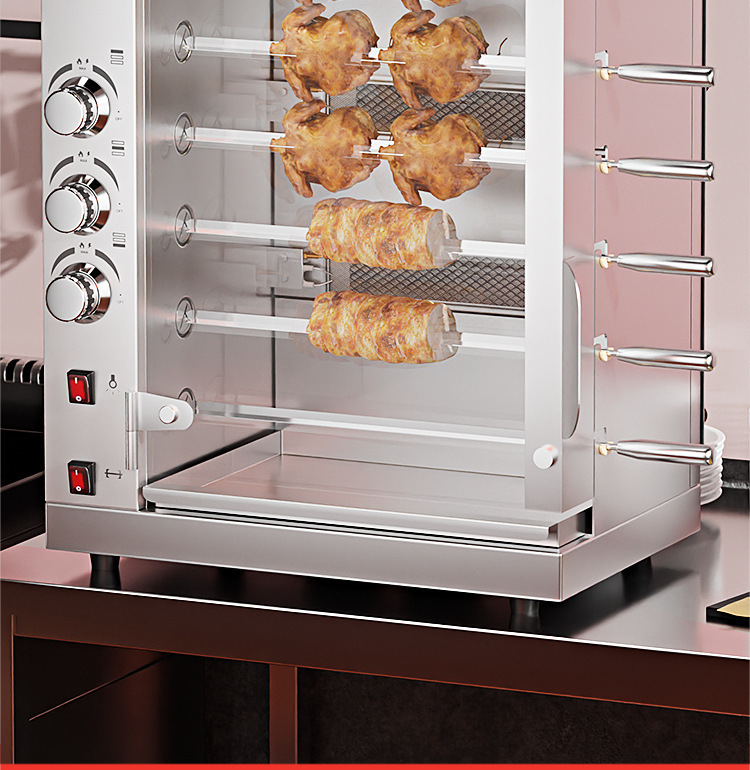 Commercial vertical multi-functional 3-roller, 5-roller and 7-roller chicken roasting ovens, fully automatic rotating chicken roasting equipment specially designed for hotels and restaurants pic 4