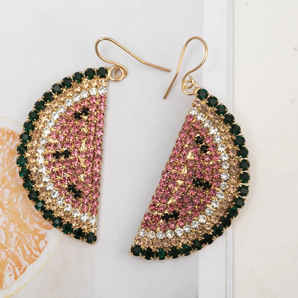 万圣节南瓜水钻耳环外贸时尚创意西瓜彩虹耳饰设计感彩钻爪链饰品源头厂家跨境批发详情6