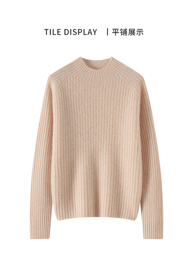 100% cashmere semi-high-neck cashmere sweater for women in autumn and winter, long-sleeved knitted base layer, thick warm sweater for women pic 30