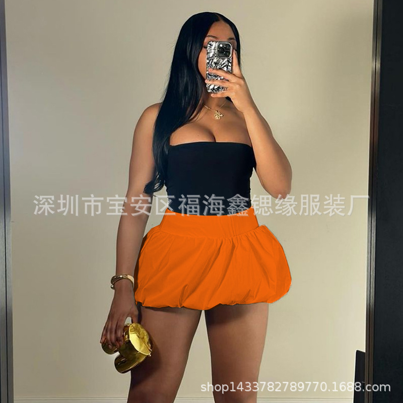欧美2025性感女装新款纯色百搭Bubble泡泡裙高腰半身裙12色现货详情18