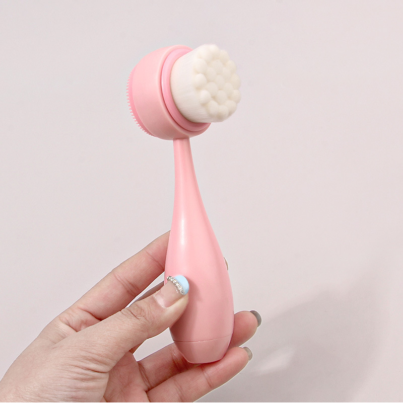 Bowling ball round handle double-sided facial cleansing brush, blackhead cleaning facial cleansing device, facial cleansing brush, soft bristle facial cleansing silicone facial cleansing brush pic 9