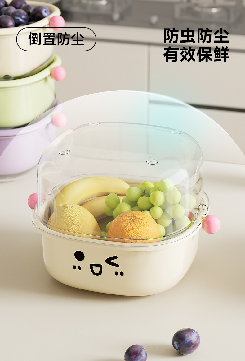 洗菜盆沥干篮双层设计多功能水果盘厨房大号可倒置防尘果蔬沥水篮详情14