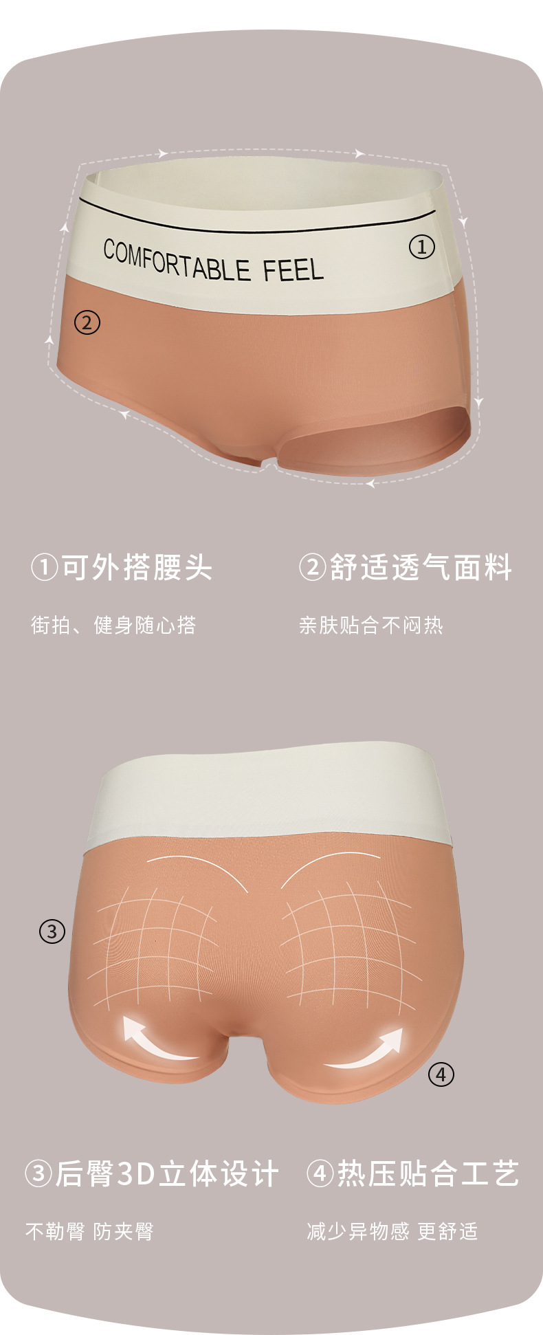 抖音爆款中高腰内裤女士收腹提臀性感强力收小肚子三角短裤女无痕详情4