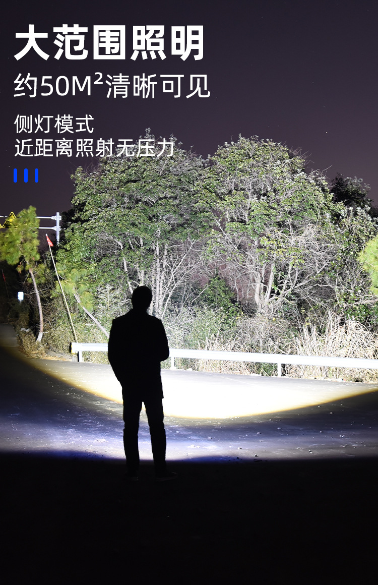 户外钓鱼应急太阳能手提灯露营充电手电筒夜骑巡逻侧灯照明灯批发详情9
