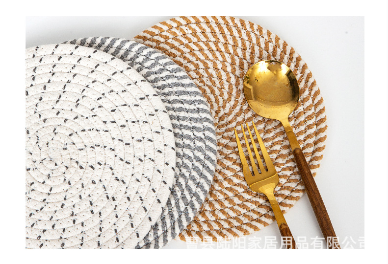 圆形棉绳编织餐垫防烫餐垫隔热垫锅垫日式简约风餐桌装饰餐垫批发详情10