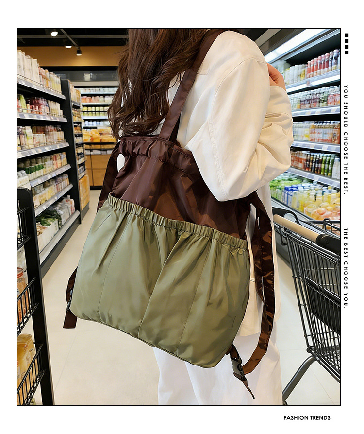 新款单肩包托特双肩折叠包手提简约通勤大容量时尚便携详情1