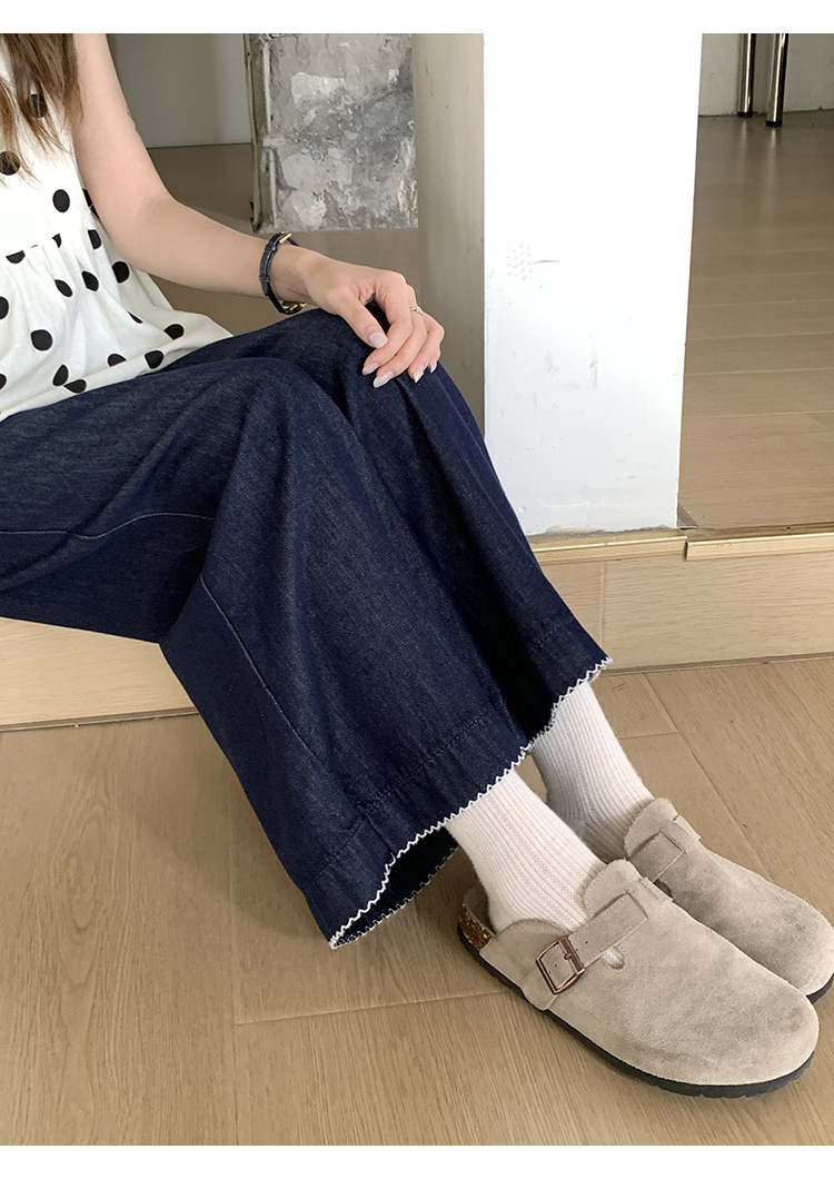 陆小团团复古花边直筒薄牛仔裤2025夏季新款显瘦阔腿小个子裤子女详情39