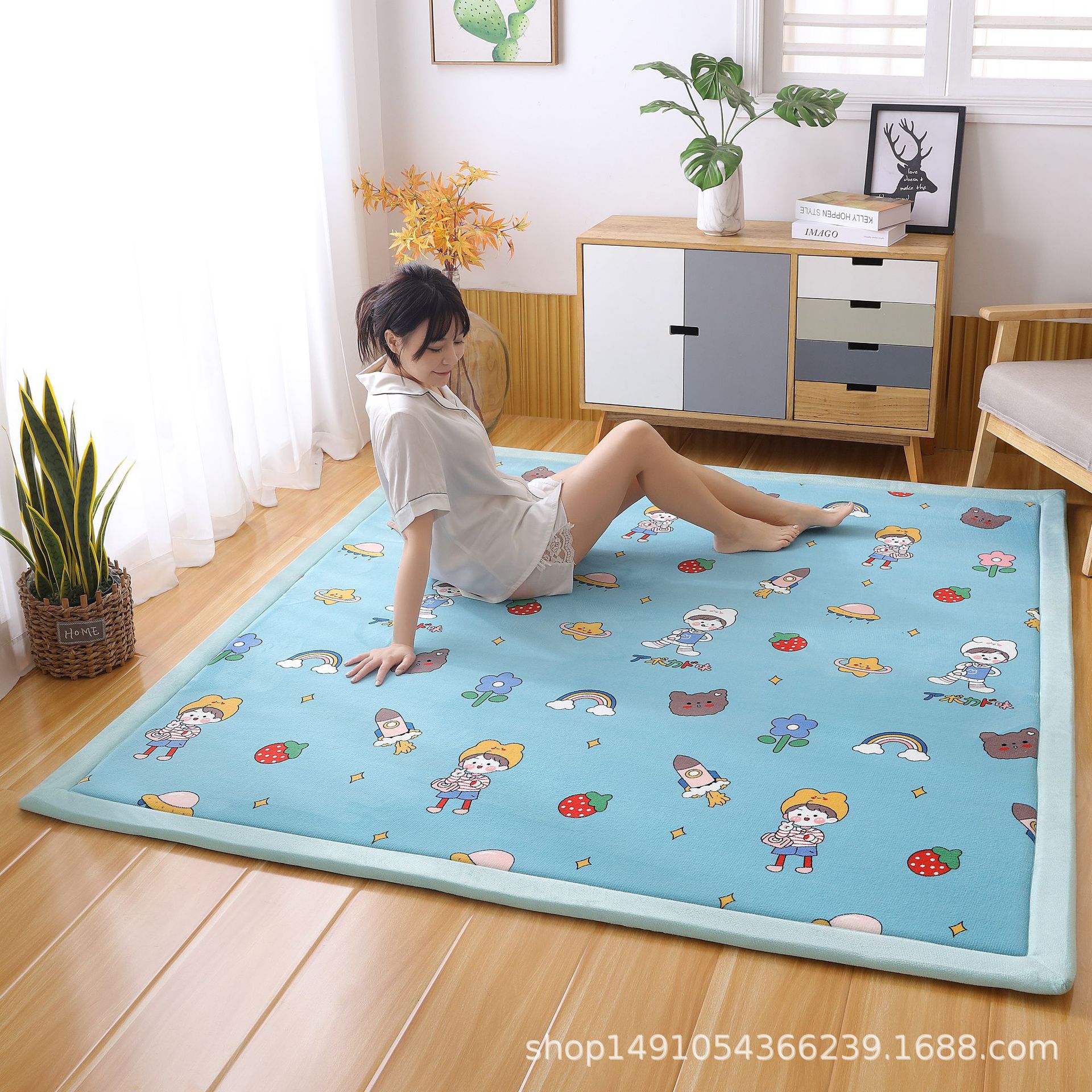 الصوف 2 سم الخالصة الأعضاء الورقه المرجان الاتصال TaTaMi واستعملتها السجاد قبل النوم pic 8