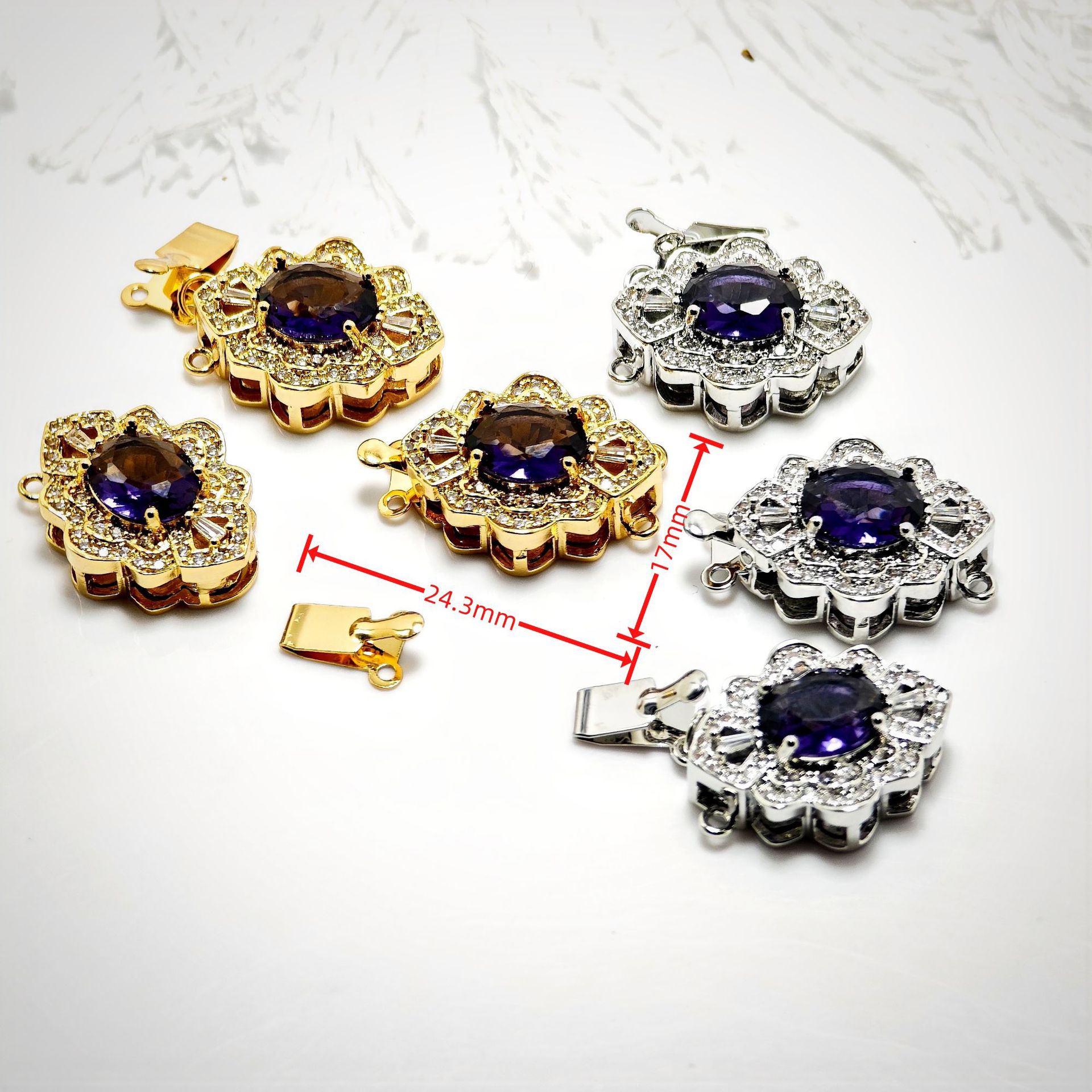 High color retention, real gold plating, double hanging, zirconium pearl buckle, pin, buckle necklace, connecting buckle head, DIY jewelry bracelet pic 31