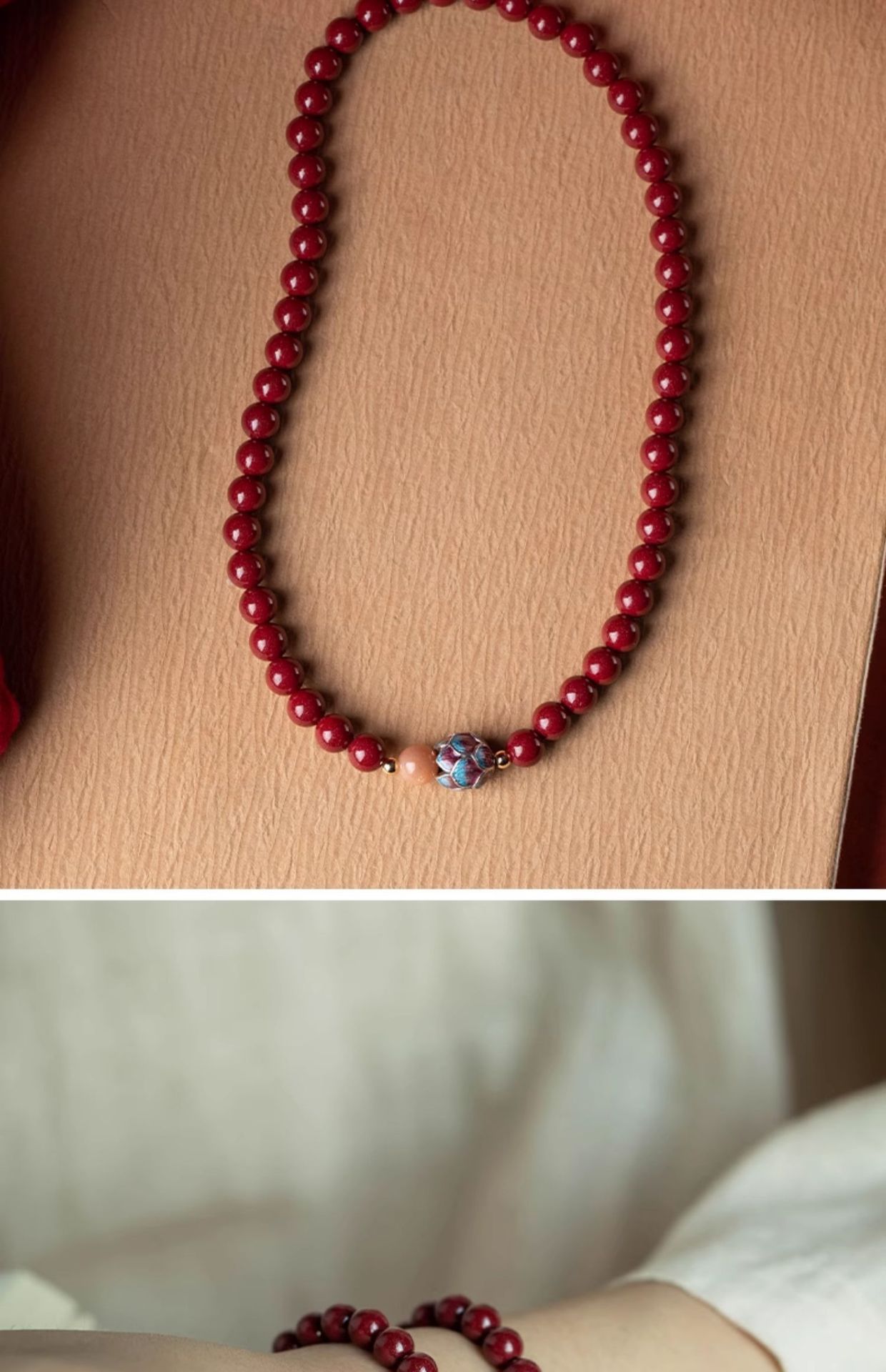 Genuino cinabrio de alta calidad alliane mano cadena rojiz-oro arena pulsera doble círculo multiusos regalos estilo chino al por mayor reemplazo de cabello pic 11