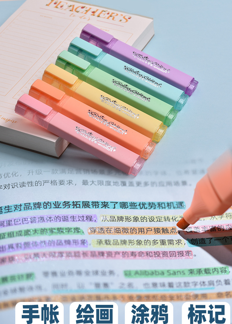 Weiya Hui 22322 Flash Highlighter 6-color Flash Highlighter wholesale Flat Highlighter pic 3