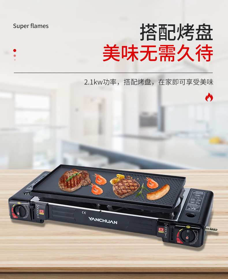 双灶卡式炉双用多功能便携户外运动野外生存韩式烧烤肉神器详情12