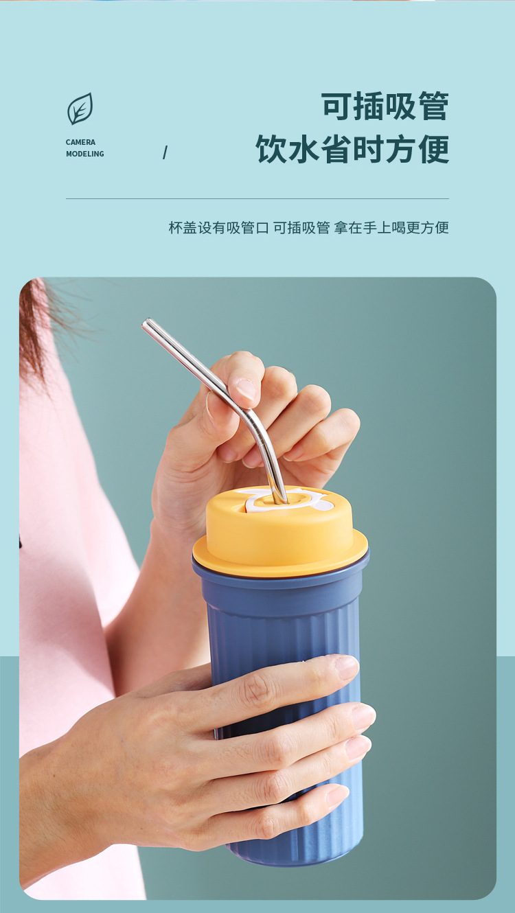 网红简约便携塑料杯密封水杯户外随行奶茶咖啡杯带盖手提杯子礼品详情7
