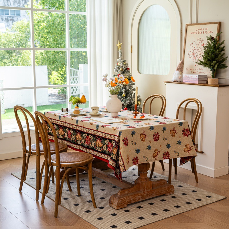 乐轩秀红色新年圣诞节桌布提花加厚轻奢高级氛围感长方形餐桌台布详情35