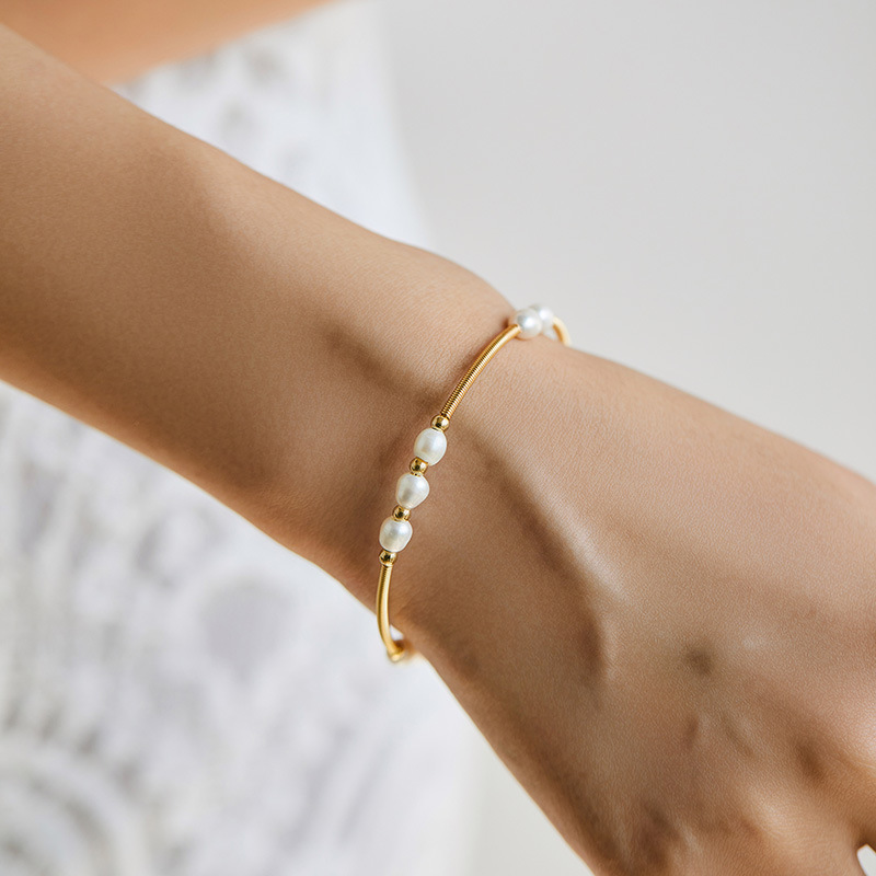 保色淡水珍珠手链质感真金电镀优雅贝珠手串手工气质复古欧美手饰详情18