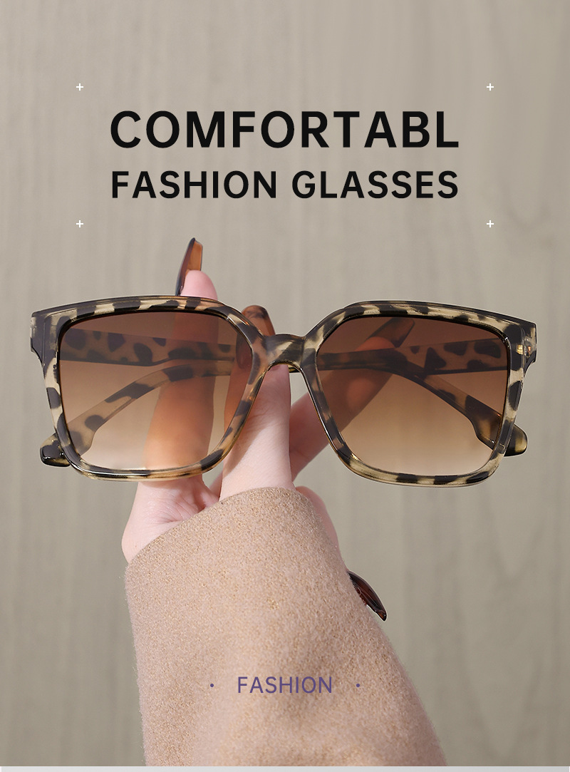 Square leopard print sunglasses for women with a high-end feel, 2025 new European and American sunglasses, UV400 sun protection retro sunglasses pic 1