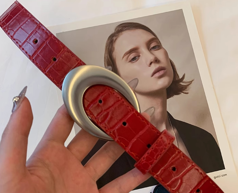 美式复古y2k腰带女红色简约高级配饰皮带设计感小众百搭2024新款详情6